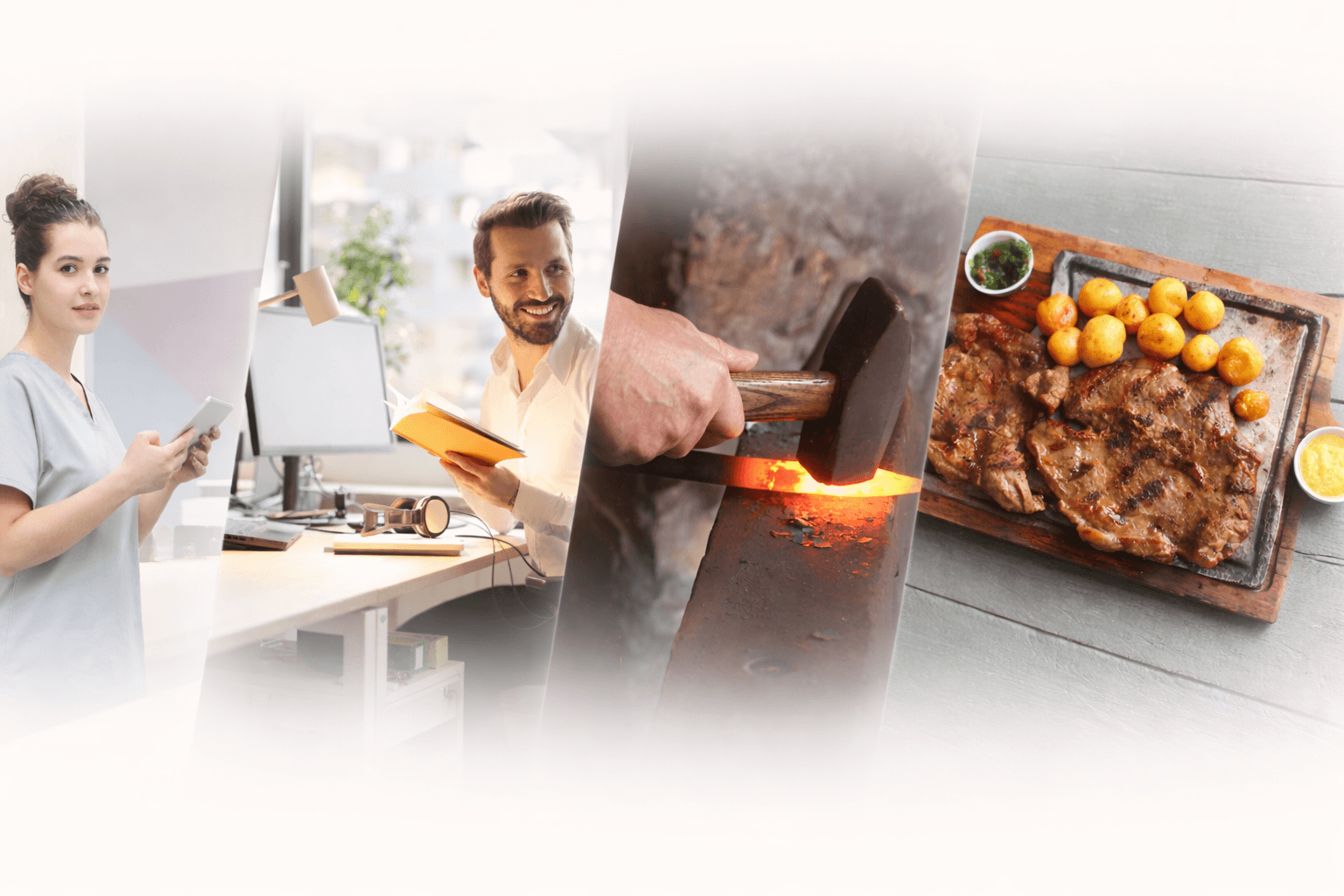 Branchen-Collage – KI-Automatisierung für Handwerk, Medizin, Versicherung und Gastronomie